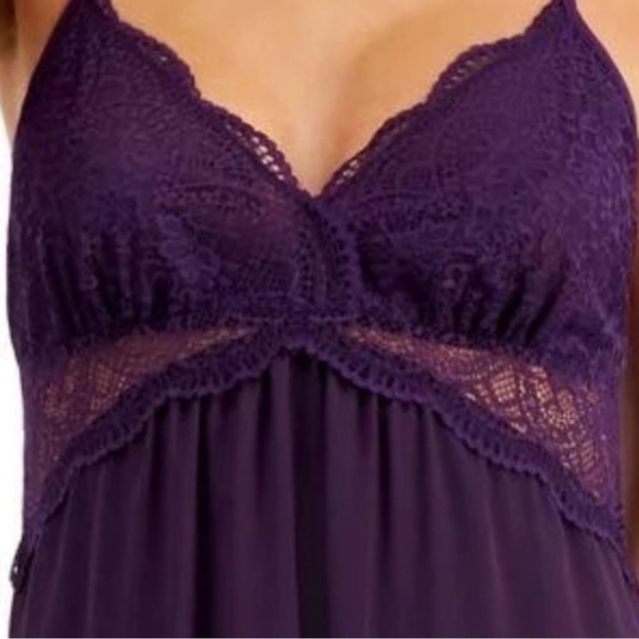NWT INC International Concepts Lace & Chiffon Nightgown Lingerie Purple Dynasty - Picture 2 of 8